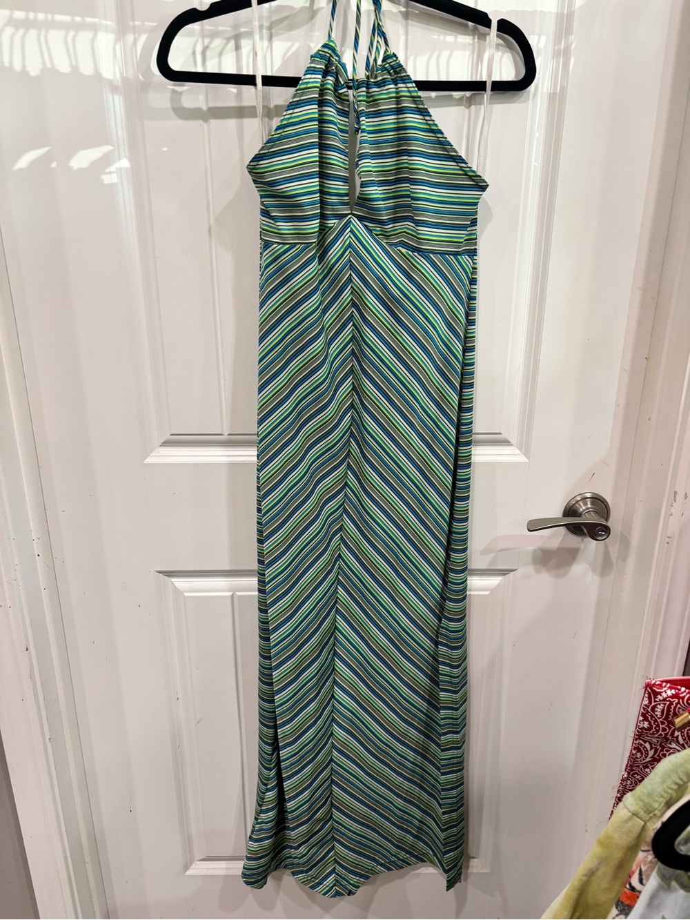 Vintage Striped Halter Maxi Dress